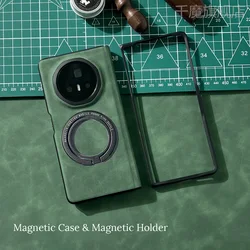 Luxury Magnetic Sheepskin Leather Phone Case with Holder - Premium Shockproof Design - Artificial leather (Green)