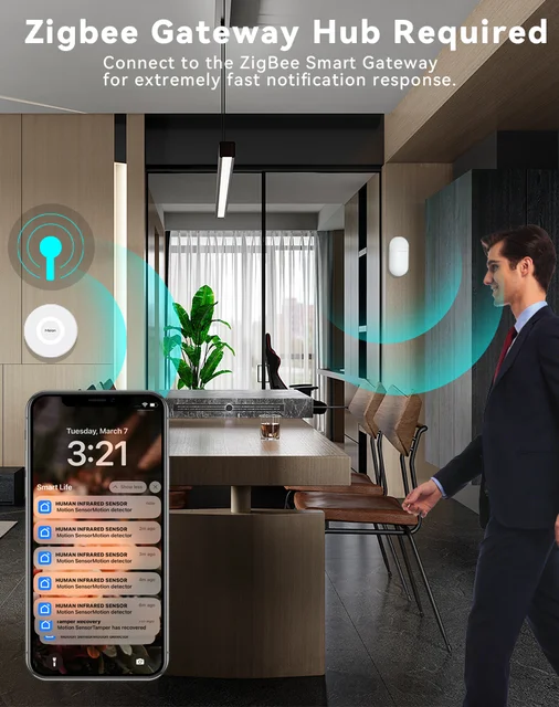 Meian Tuya Zigbee Human PIR Motion Sensor Infrared Detector Smart Home Alarm Security Smart Life Works with Zigbee Gateway 3