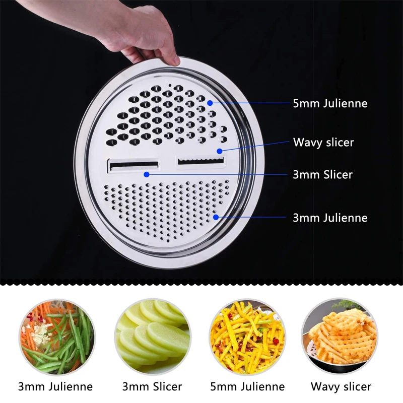 Vegetable slicer 3 In 1 vegetable slicer cutter drain basket stainless steel vegetable julienne grater salad maker bowl kitchen accessories