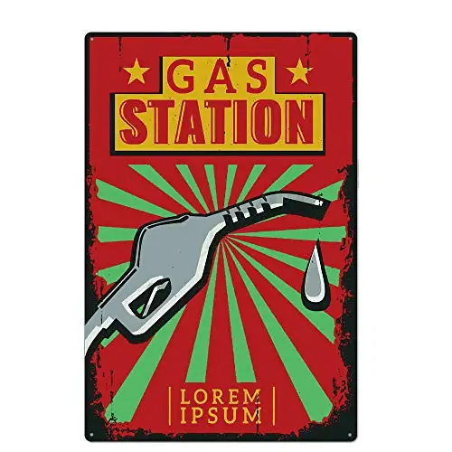 

Original Retro Design Gas Station Tin Metal Signs Wall Art | Thick Tinplate Print Poster Wall Decoration for Garage