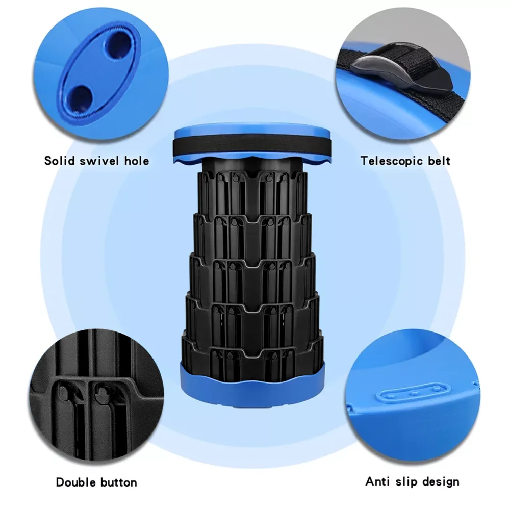 Telescopic Folding Stool for Outdoor Travel and Camping Portable Compact Stool for Adults and Kids - 4