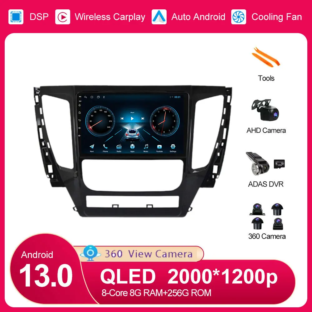 

For Mitsubishi Pajero Sport 3 2016 - 2018 Car BT Head Unit Multimedia NO 2din HU Autoradio Player Monitor Radio Screen