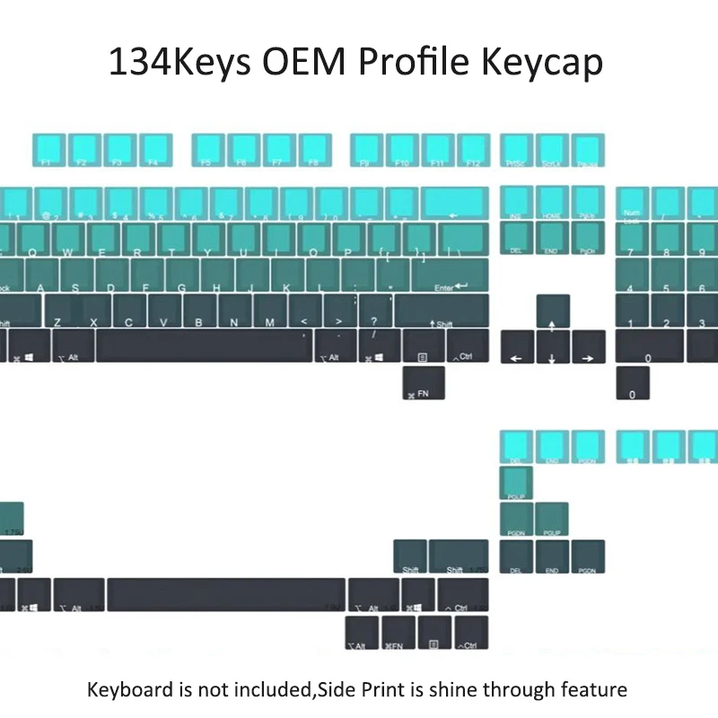 Chave Retroiluminado Rgb Gradiente Ciano Pbt Keycaps Perfil Oem Double-shot Chave Tampão para 60 61 87 104 Teclado Mecânico do Gamer 134 - Imagem 3