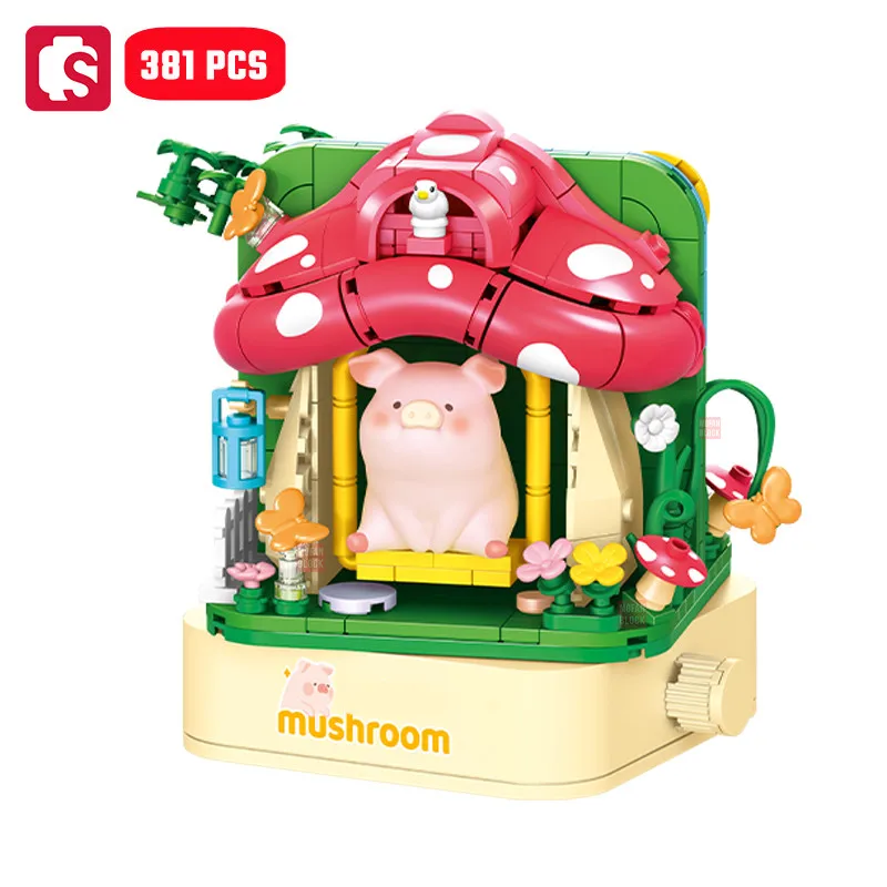 Sembo 381Pcs City Streetscape Bricks Double Sided World Series Fungo Piggy Building Blocks Decorazioni Per La Casa Regali Per Bambini Giocattoli