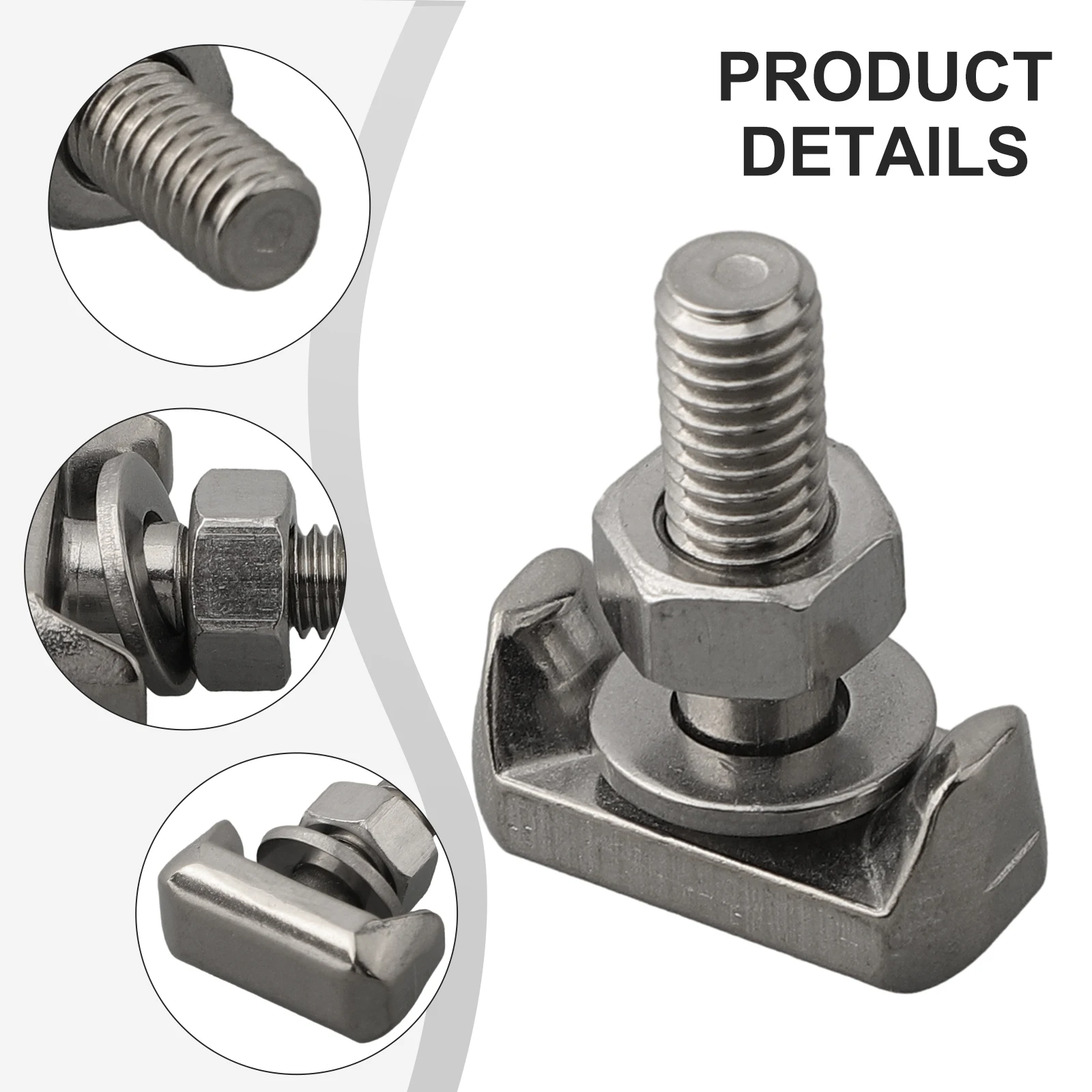 Electrical Wire Terminal T-Bolt Stainless Steel Battery Terminal Connectors Cable Screw Battery Terminals T-Bolt Screw Connector Car Accessories