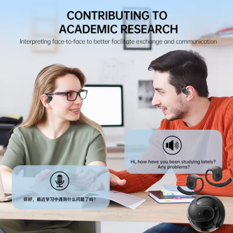 Oreillette Traduction Instantanée Écouteurs Traduction IA Hy-T26 Pro Bluetooth 5.4 - 114 Langues Temps Réel | Oreillettes Open Ear Sport écouteurs Annulation Bruit