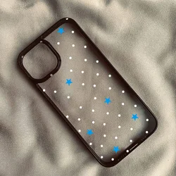Chic Korean - Style Blue Star & White Polka Dot Phone Case - iPhone 11 (Style 1)
