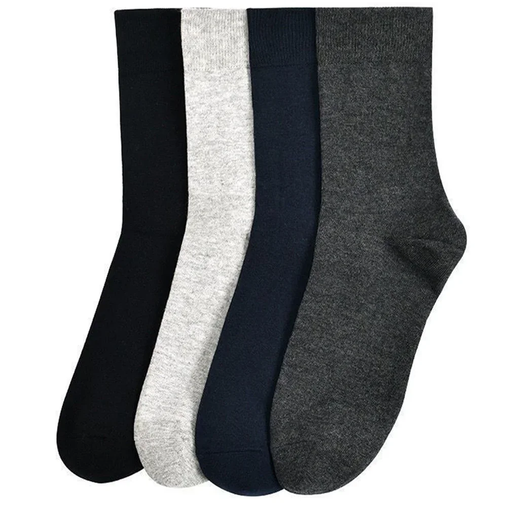 UNWE 브랜드 남성용 면 하이 튜브 따뜻한 비즈니스 양말, 블랙 화이트, 가을 겨울, EU 38-45, 6 켤레 팩