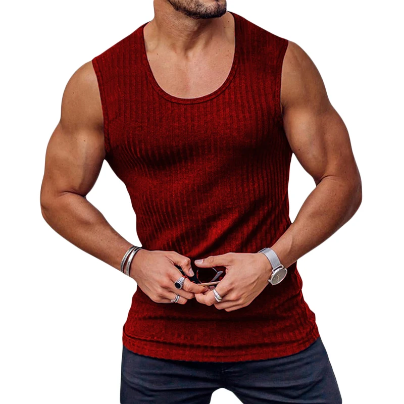 Jemeigar Men s Workout Sleeveless T Shirts Quick Dry Muscle Shirt Gym Fitness Knit Tank Tops Bodybuilding Tee Shirts