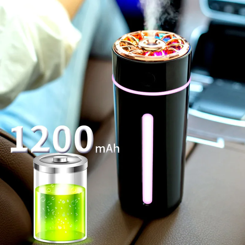 

360ML Wireless Car Air Humidifier Portable USB Diffuser Mist Maker for Home Bedroom with RGB LED Colorful Lights