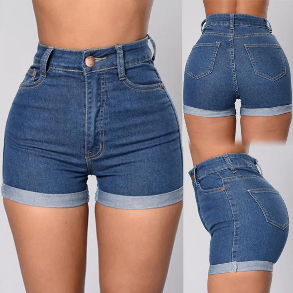 

Женские джинсовые шорты с высокой талией, темно-синие повседневные сексуальные джинсовые шорты с высокой талией, 2023