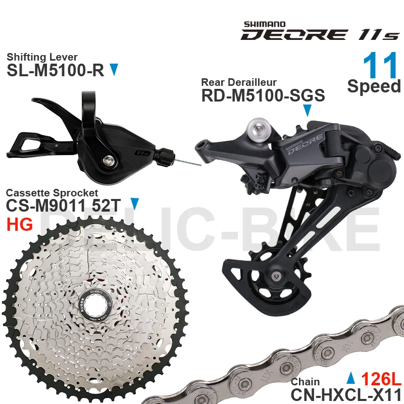 

SHIMANO DEORE M5100 11Speed Groupset with Shifter RD-M5100 Rear Derailleur and Bracket Cassette 11-50T 52T X11 Chain Original