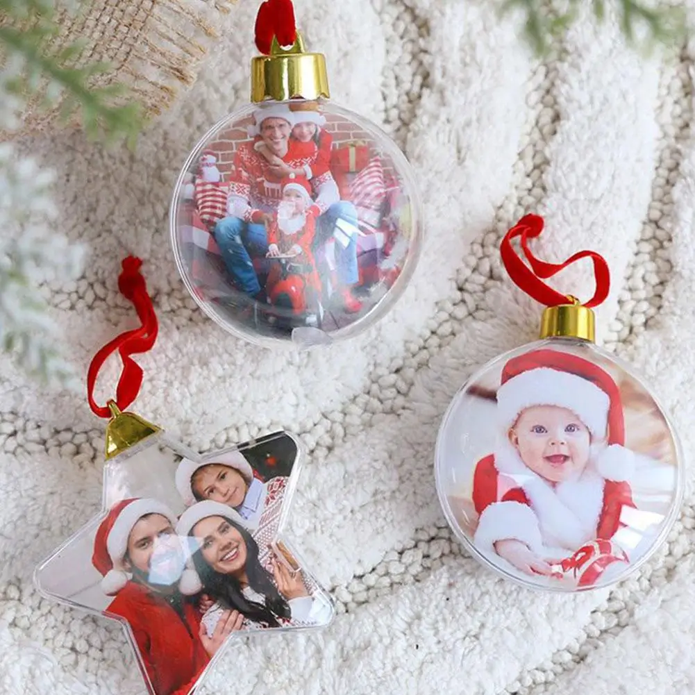 Christmas Transparent Photo Ball Festive Personalize Gift DIY Christmas Tree Pendant Decorations Photo Ball Clip