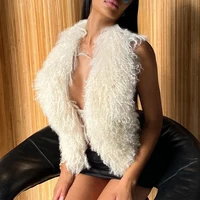 BKLD Sexy Temperament Fluffy Tops For Women High Street Y2K Nightclub Outfits Faux Fur Backless Lacing Solid 2025 Vest Waistcoat - Image 2