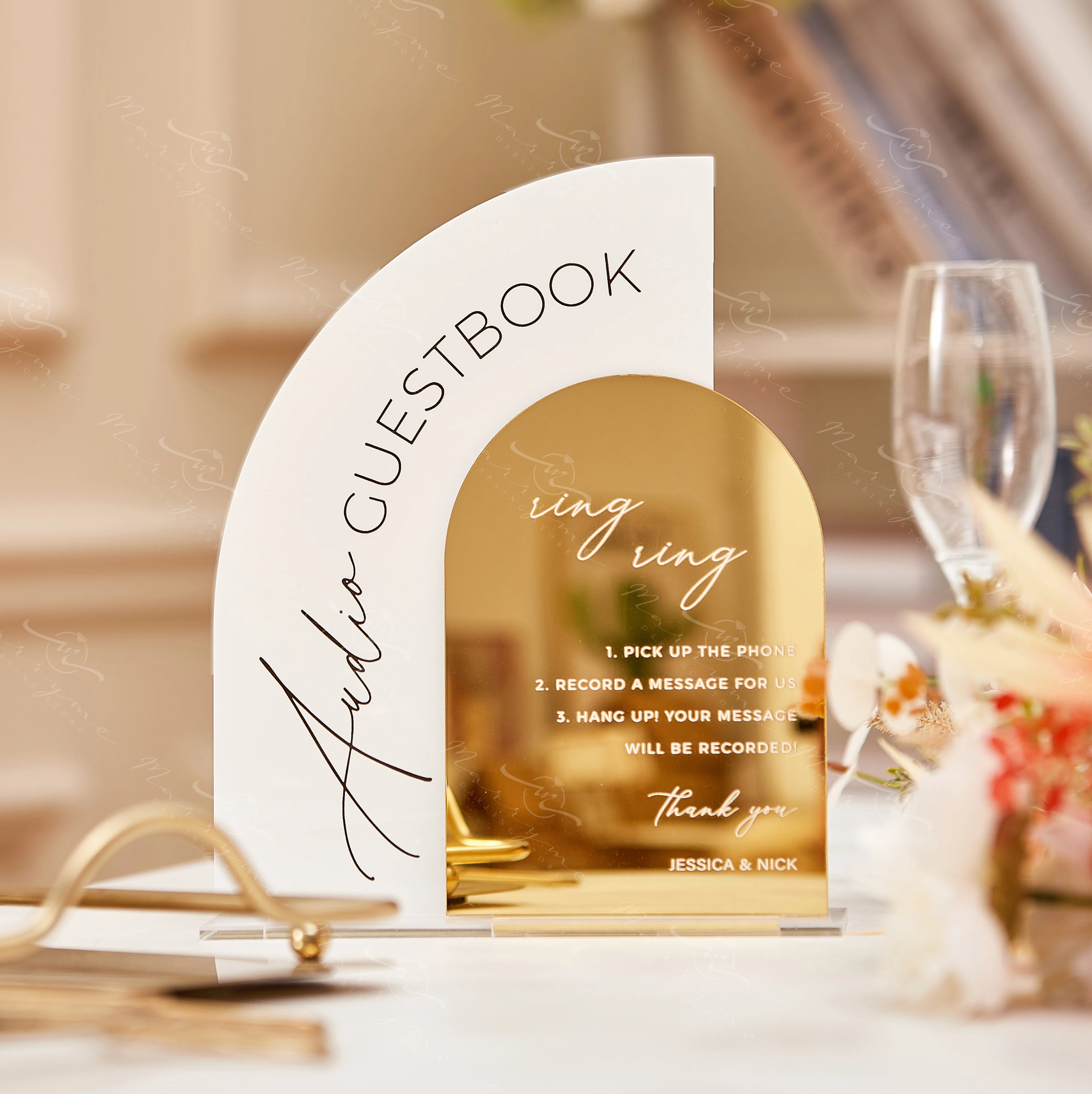 Guestbook Sign Audio Guestbook Sign Arched Gold Mirrored Acrylic Frosted Acrylic Wedding Decoration Reception Stationery acrylic guestbook signs