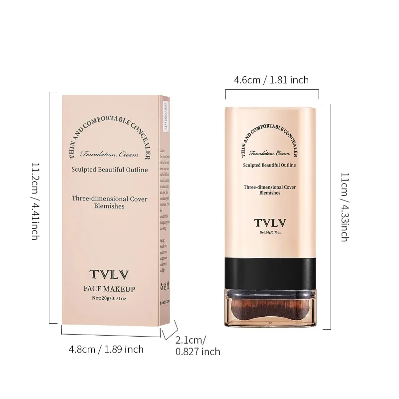 TVLV eraser foundation make-up stick 20g with brush to brighten skin liquid foundation non-marking long-lasting makeup concealer