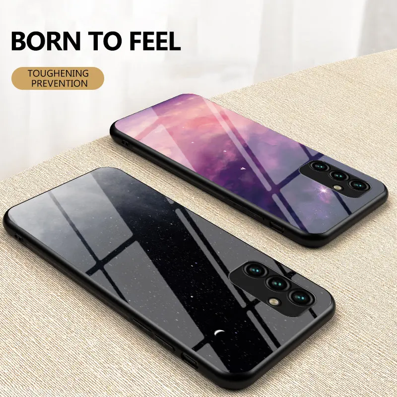 Per Samsung Galaxy A34 5G A546V A546B Custodia In Vetro Temperato Stellato Con Cover Posteriore Rigida Paraurti In Silicone Per Samsung Galaxy A34 5G 