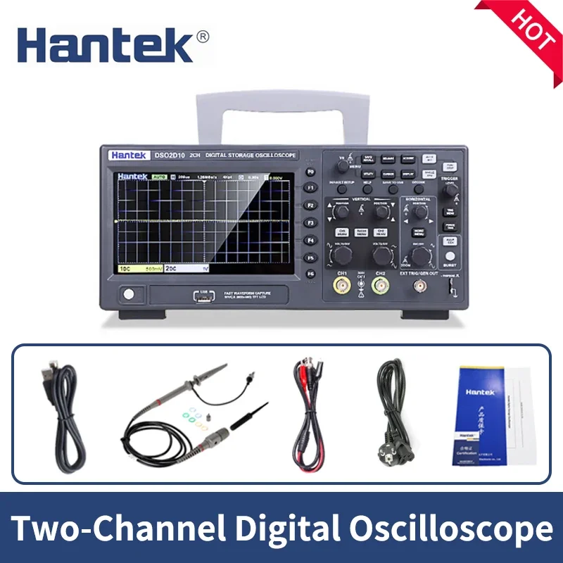 Hantek DSO2D15 Digital Oscilloscope DSO2C10 2D10 2 Channels 150MHz Oscilosc&oacute;pio 25MHz Signal Generator Voltmeter Frequency Meter