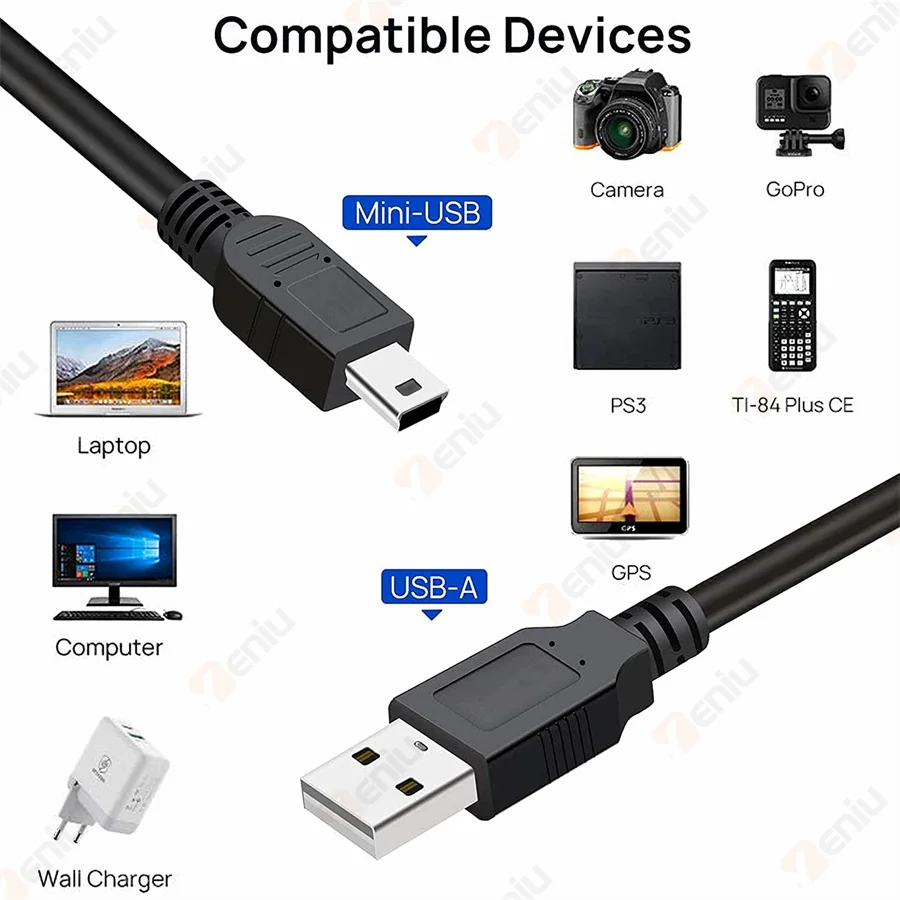 충전 케이블 코드 어댑터 미니 USB 어댑터, MP3 MP4 플레이어용, 80cm 미니 USB 5 핀 B 데이터 충전기, 2000 개/로트
