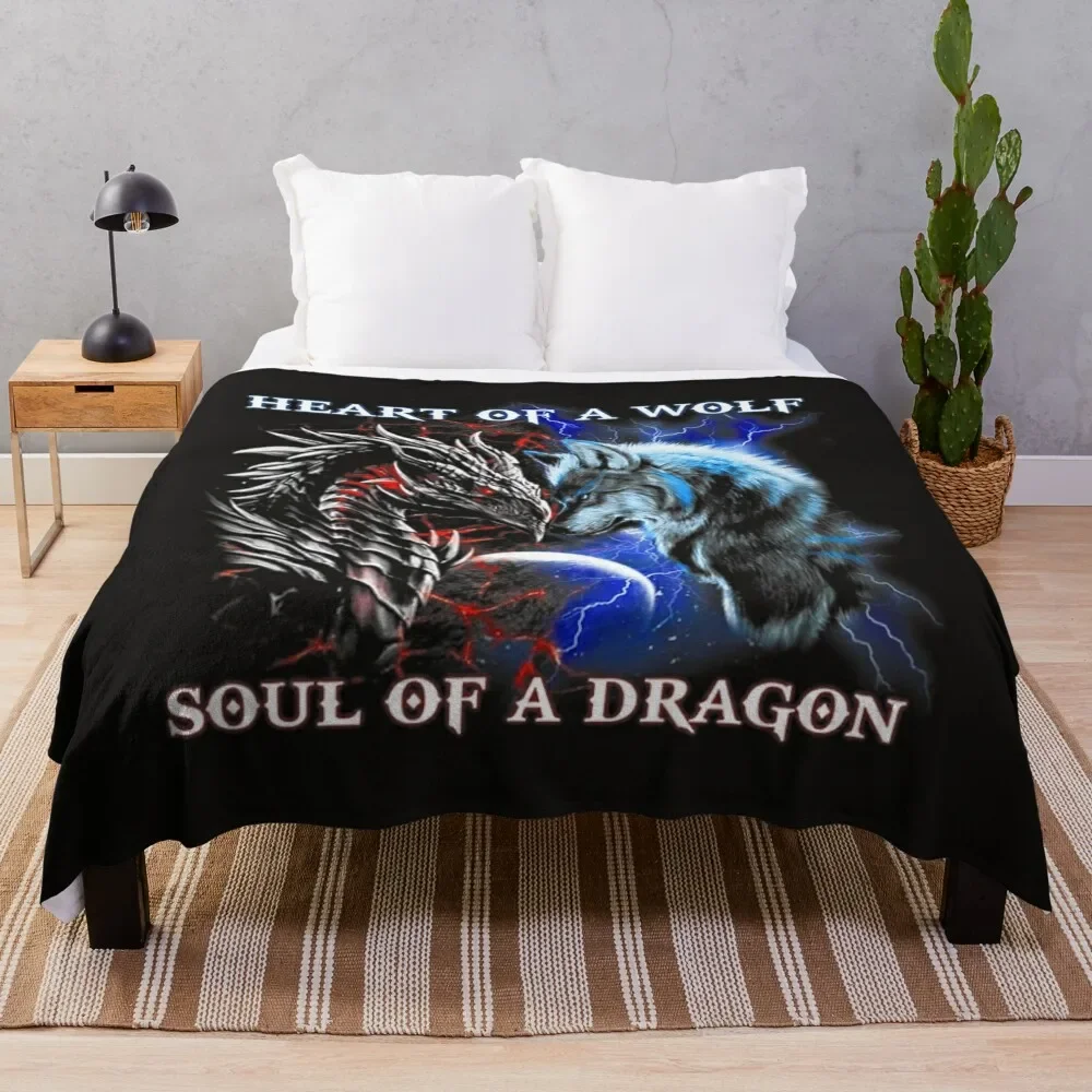 

Heart Of Wolf Soul Of A Dragon - Cool Dragon - Wolf Warrior Throw Blanket Thins bed plaid Sofas Moving Soft Big Blankets