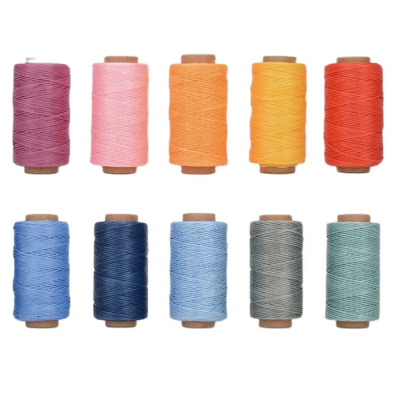 50m 0.8mm Flat Waxed Thread Cord Leather Sewing Hand Stitching Thread