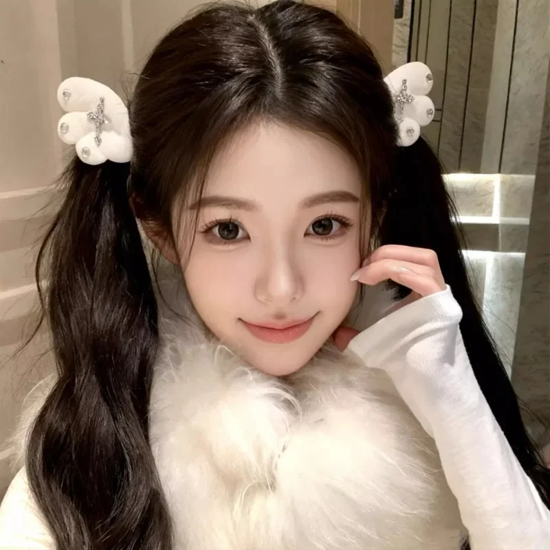 Y2K Sweet Cool Angel Wings Hair Clip Bling Bling Rhinestone Wings Cross Hairclips Women Girls Gothic Barrettes Fashion Headwear