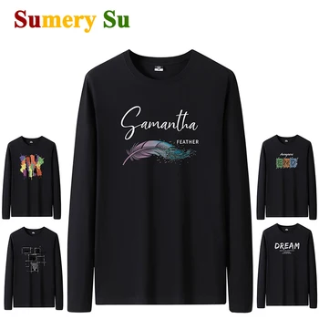 T-shirt da uomo New Fashion 2025 O-Collo Slim manica lunga nera T-shirt abbigliamento maschile T-shirt casual 28 stili Plus Size S-6XL