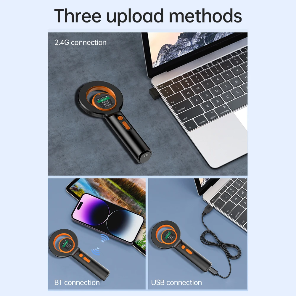 Animal Microchip Pet Tag Scanner ID Reader RFID Animal Labels Handheld Reader BT+USB+2.4G 240pcs Informations Storage Function