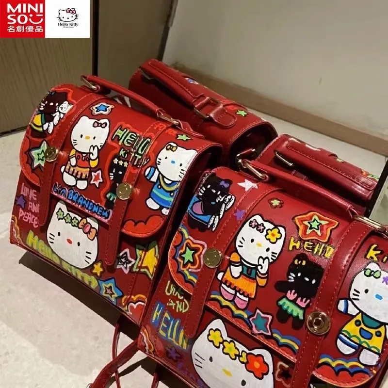 

MINISO Hello Kitty 2024 New Hello Kitty Graffiti Cute Backpack Junior High School and High School Student School Bag Backpack
