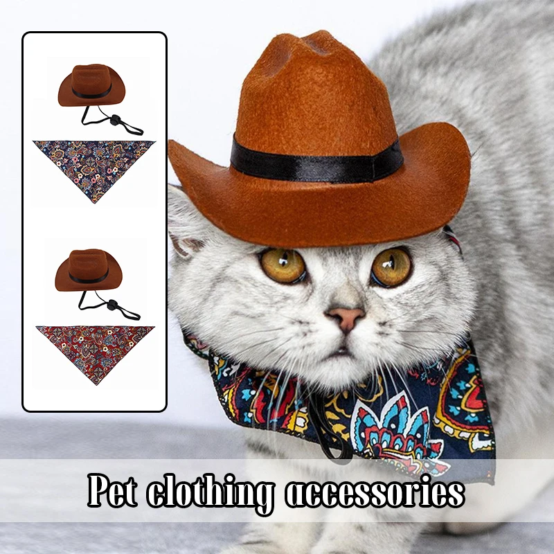 

Cat Cosplay Western Cowboy Pet Dog Accessories Cute Dress Up Kitten Products Outdoor Puppy Hats Fashion Sunscreen Headwear Suit
