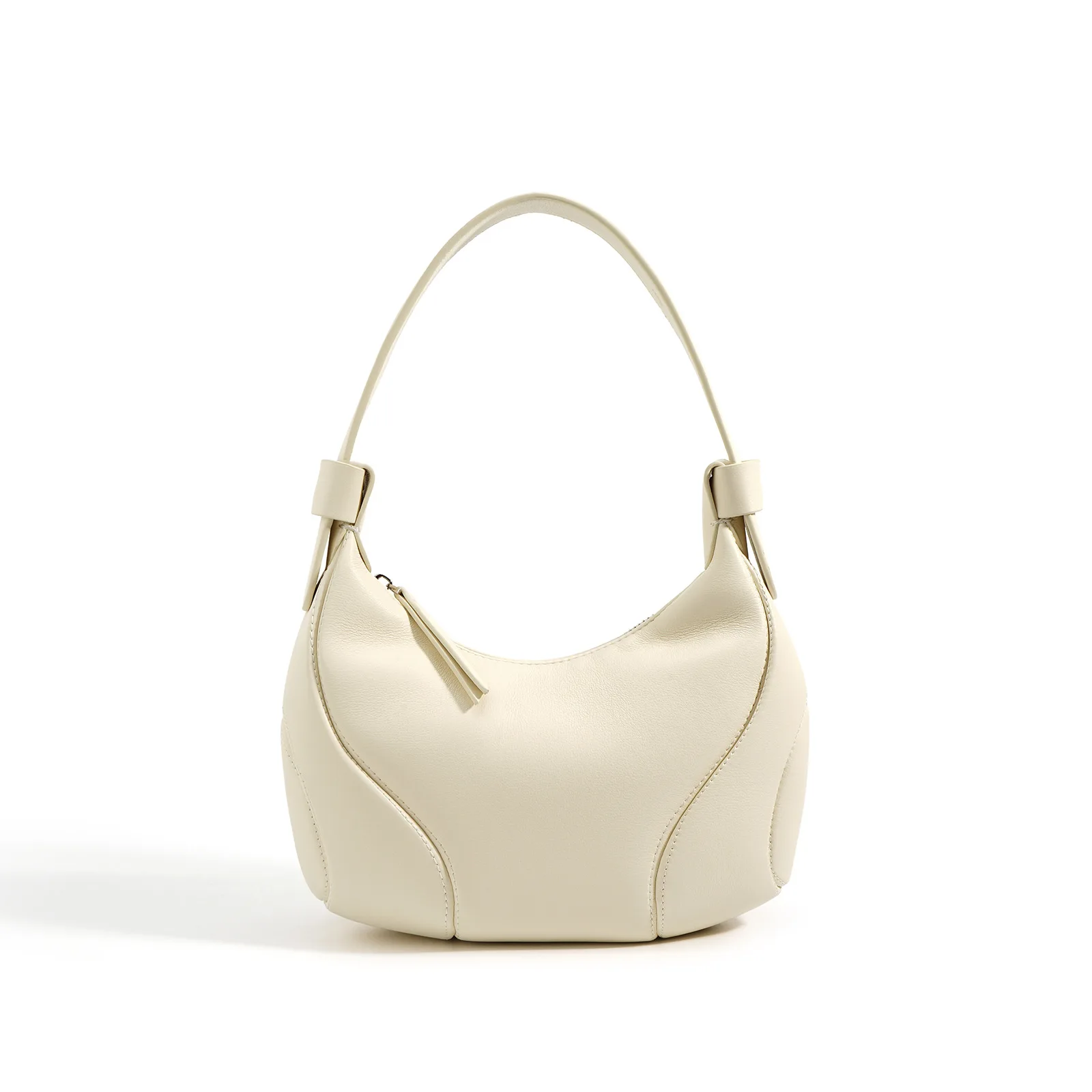 Trendy Genuine Leather Baseball Crossbody Bags for Women with Zipper Moon Shape Shoulder Bag Luxury 2023 New Ladies Handbags