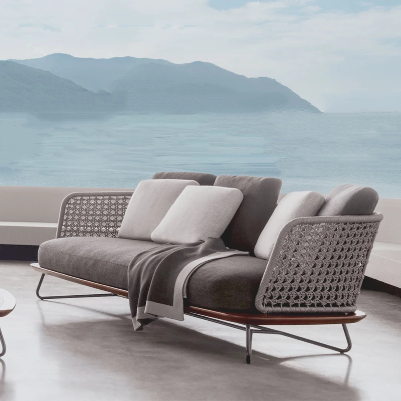 

Уличный ротанговый диван под заказ, чайный столик, дизайнерская модель комнаты, двор, диван, креативный ротанговый диван, мебель на заказ