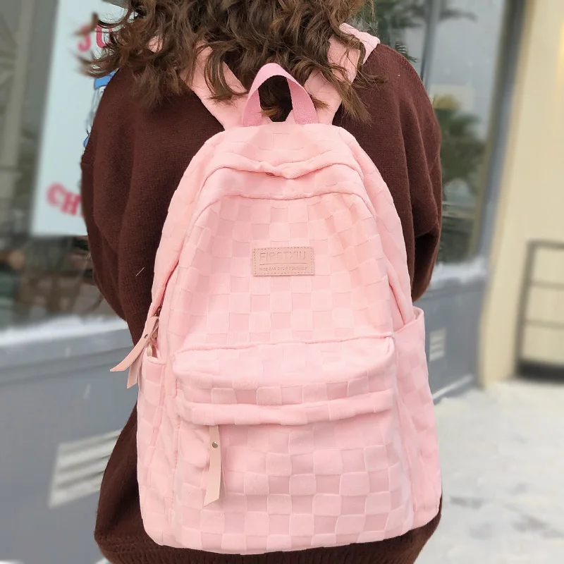 

Милый школьный рюкзак в клетку для девочки, Женский дорожный рюкзак для колледжа, модная клетчатая Дамская Милая трендовая женская сумка для ноутбука