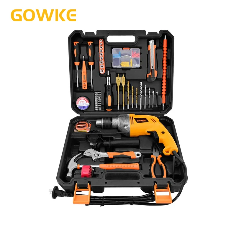 Gowke Battery Electric Drill 50pcs Industrial Impact Drill Household