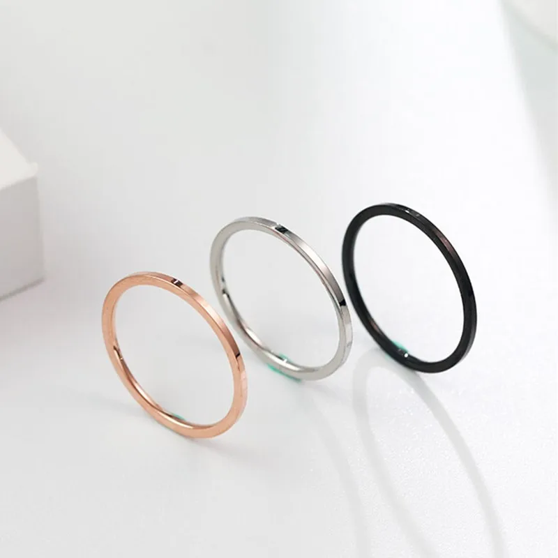 Women Girl Rings 1mm Thin Stackable Ring Stainless Steel Plain Band Knuckle Midi Ring Size 3-10