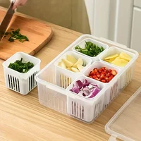 Conteneurs de stockage des aliments avec couvercles, réfrigérateur hermétique, boîte fraîche pour oignon, ail et fruits, boîte de rangement de cuisine 4
