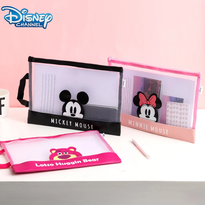 

Disney Mickey Office A4 Grid Transparent Portable File Holder Minnie Student Material Storage Bag Information Kit Donald Duck