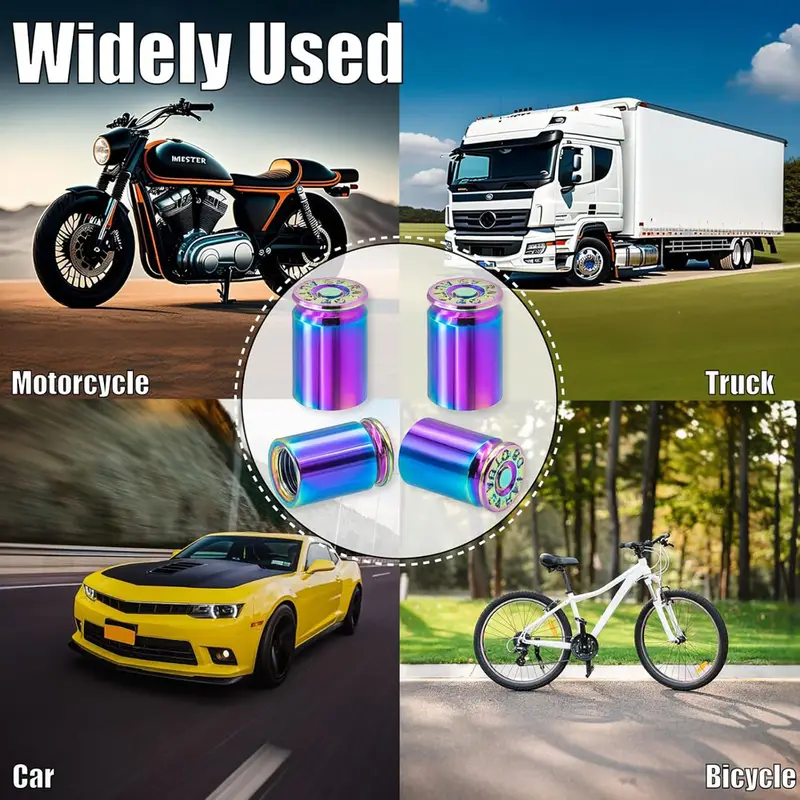 4PCS Bullet Shell Tire Valve Stem Caps, Aluminum Alloy Car Air Stem Cap for Cars, SUV, Trucks, Bikes, Motorcycles, Bicycles - Image 6