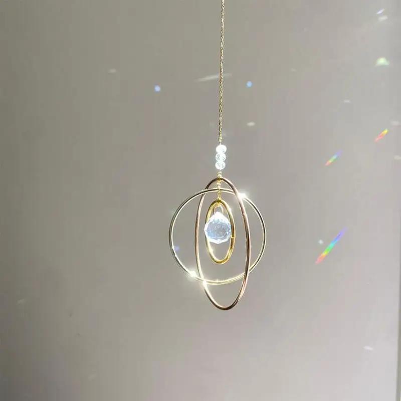 Crystals Wind Chime Suncatcher Golden Butterfly Pendant Rainbow Prism Stained Glass Ornament Chakras Crafts Home Garden Decor sun catcher sun catchers