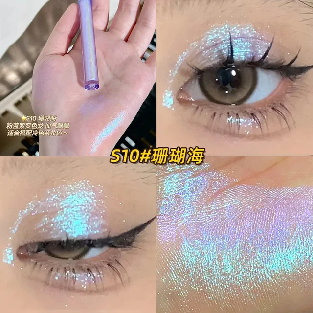 Glitter Chameleon Eye Makeup Multichrome Shimmer Eyeshadow Duochrome Stick Shine Chrome Highlighter Pen Party Luminous Cosmetics