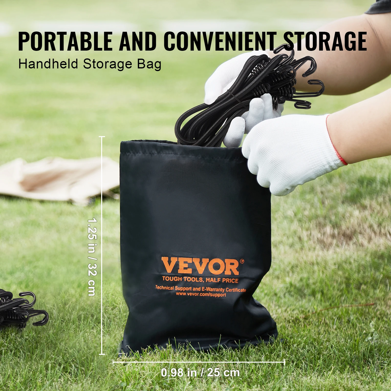 VEVOR 12pcs Elastic Bungee Shock Cord Strap Stretch with A3 Steel Hooks Car Luggage Tent Kayak Boat Canoe Bikes Rope Tie