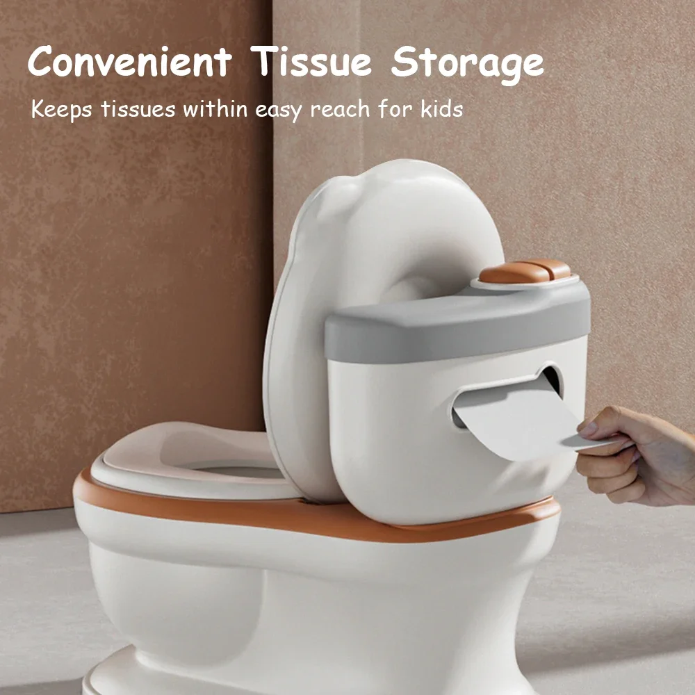 Baby Potty Toilet Seat Realistic Potty Training Seat for Toddlers Boys Girls Soft PU Pad Wipe Storage Music Playing Function 6