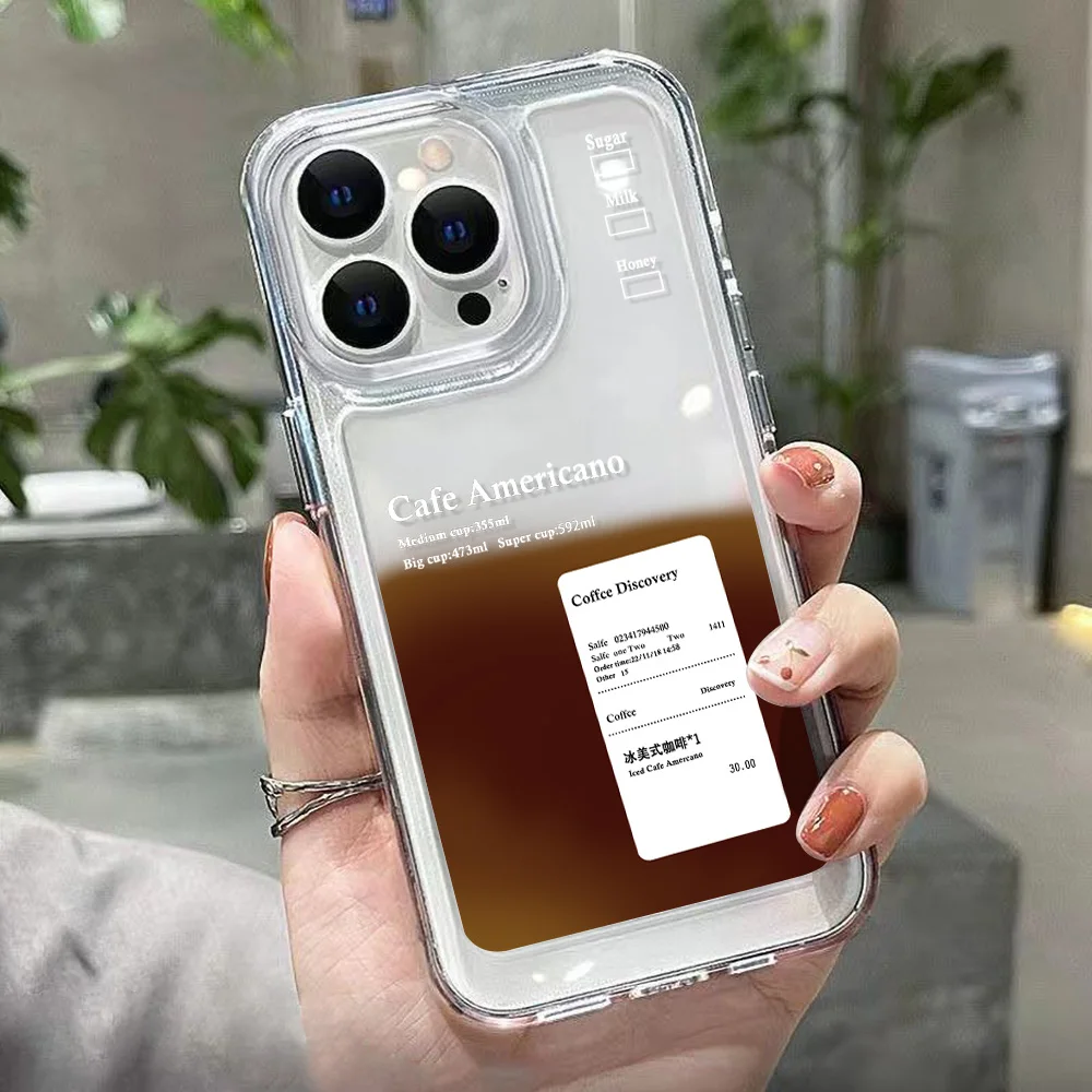 Retro Transparent Coffee Latte Label Phone Case Cover