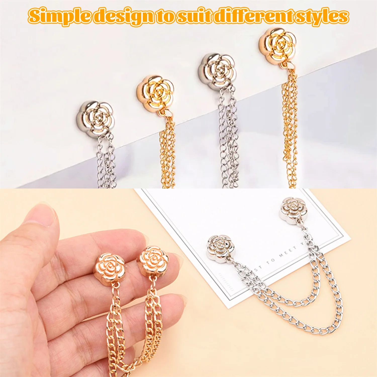 8PCS Magnetic Clothing Clips Silver Different Styles Hanging Decoration Strength Buttons Hem Clips for Cinch T-Shirt Pants Hems 5