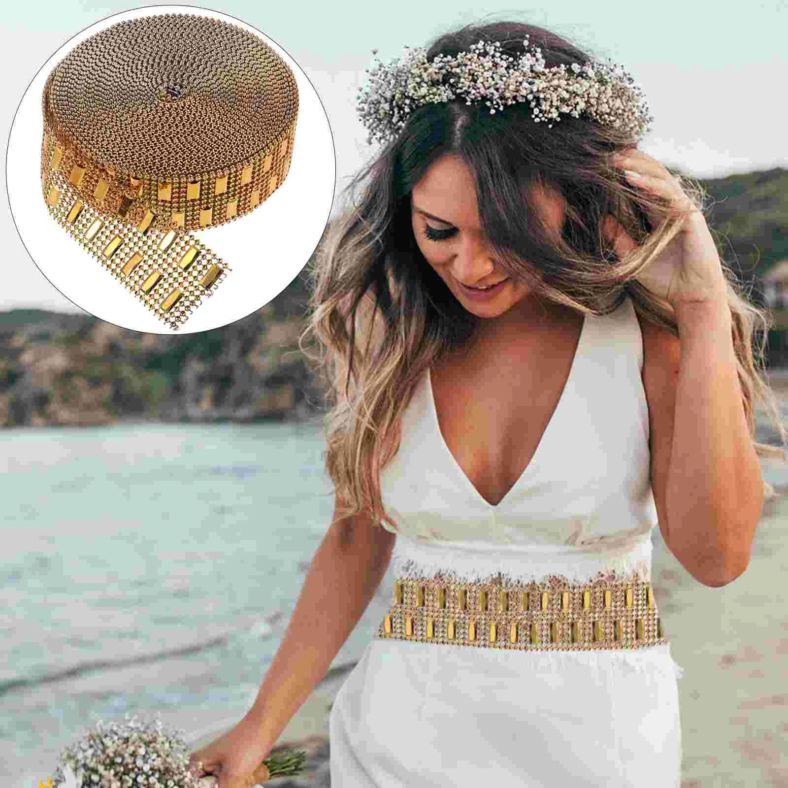 

8 Wire Drilling Accessories Rhinestone Ribbon Trim Macrame Supplies Diamond Bling Mesh Vintage