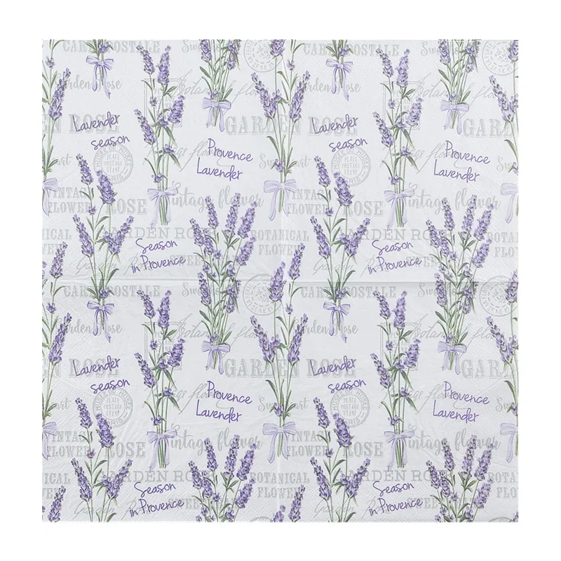 20pcs/Pac 33cm Printed Paper Napkins Square Paper Placemats Party Color Towels Lavender Coloured Napkins Mouth Cloth
