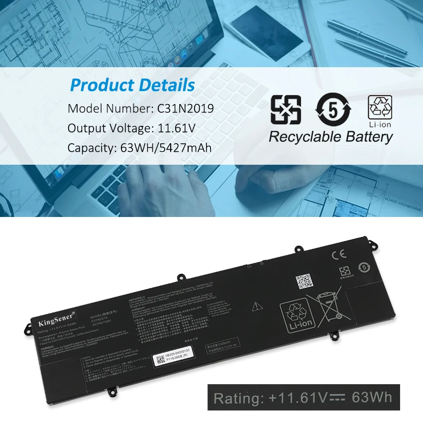Kingsener-bateria do Portátil para Asus Vivobook Pro C31n2023 C31n20231 14x Oled M7400 15 Oled M3500 M3500qc-l1062t M3500qc-l1079t - Imagem 2
