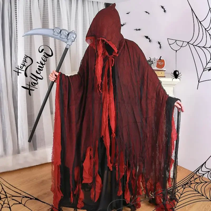 

Unisex Halloween Ghost Dementors Cosplay Costume Gothic Horror Zombie Tattered Hooded Capes Day Of The Dead Party Props Cloaks