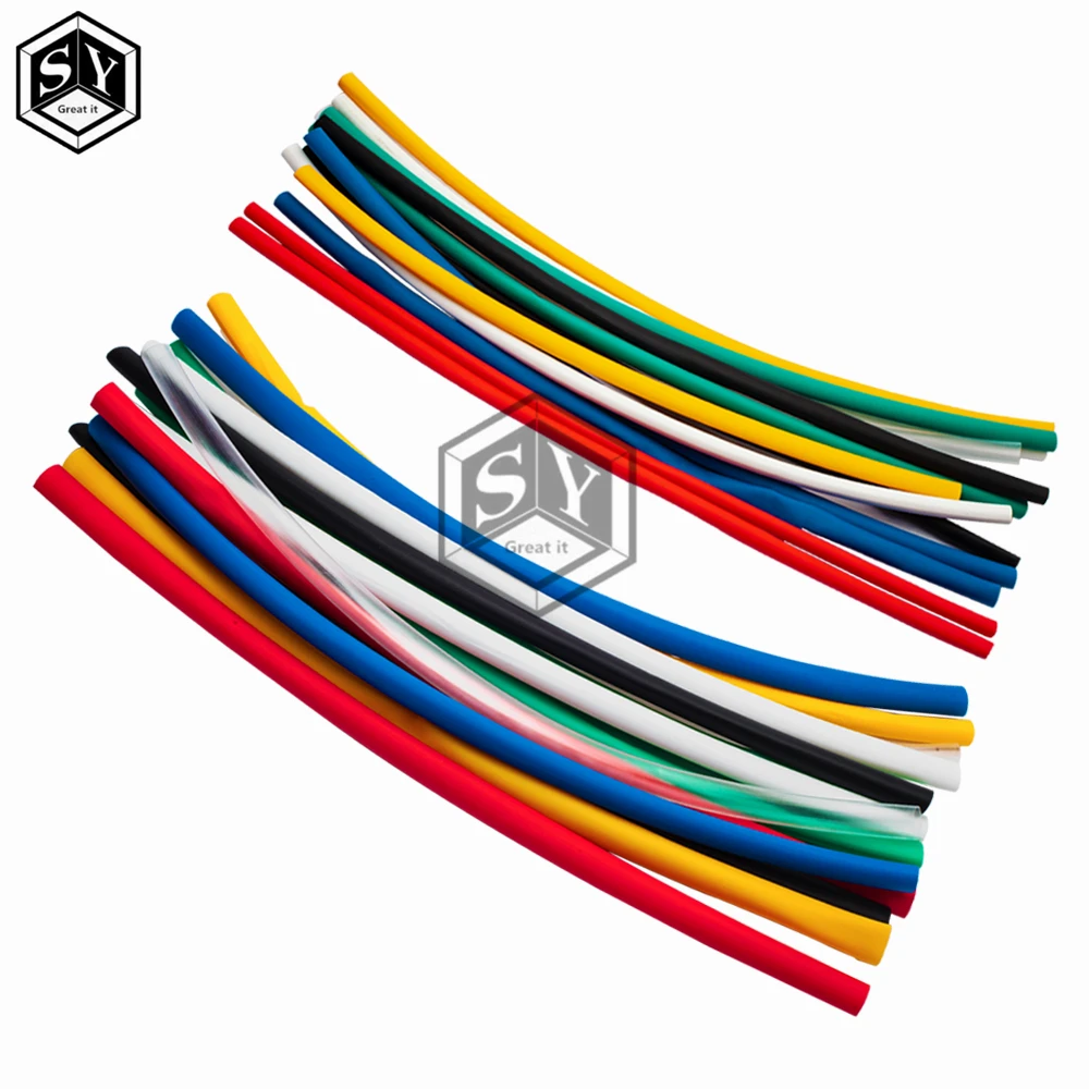 70pcs Flame Retardant Durable 7 Color Assorted Colors Ratio 2:1 Polyolefin Heat Shrink Tubing Tube Kits