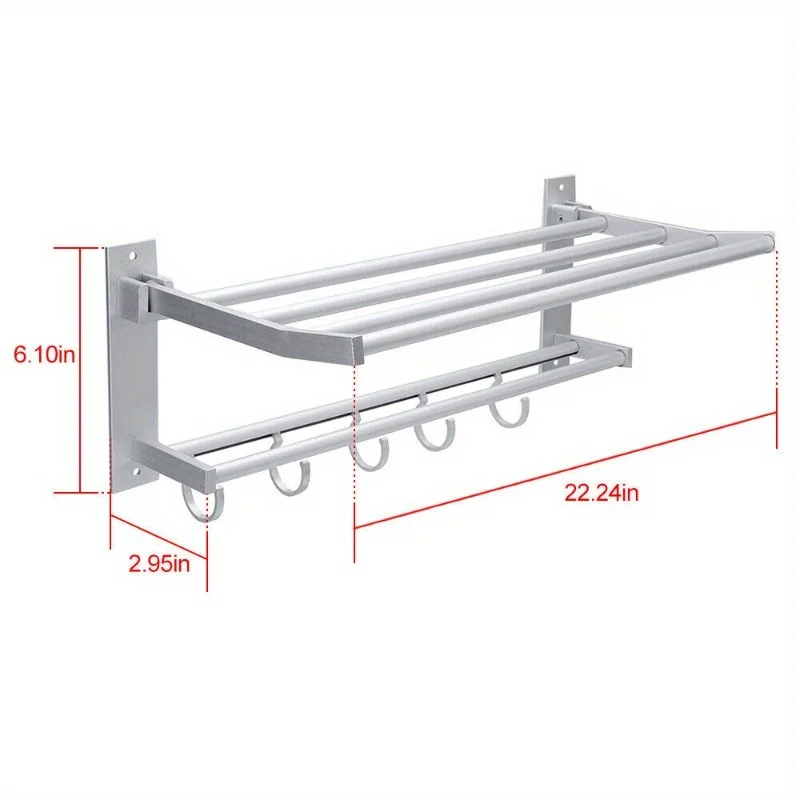 2 Tier Towel Rack for Bathroom Wall Mounted 24 in Towel Shelf Organizer Aluminum